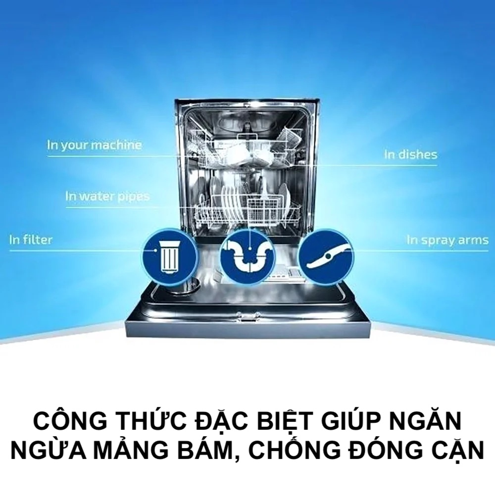 Muối Rửa Chén Bát Finish Giúp Làm Mềm Nước Chống Vôi Cặn Nhập Khẩu Châu Âu Chính Hãng Hộp 1,5kg