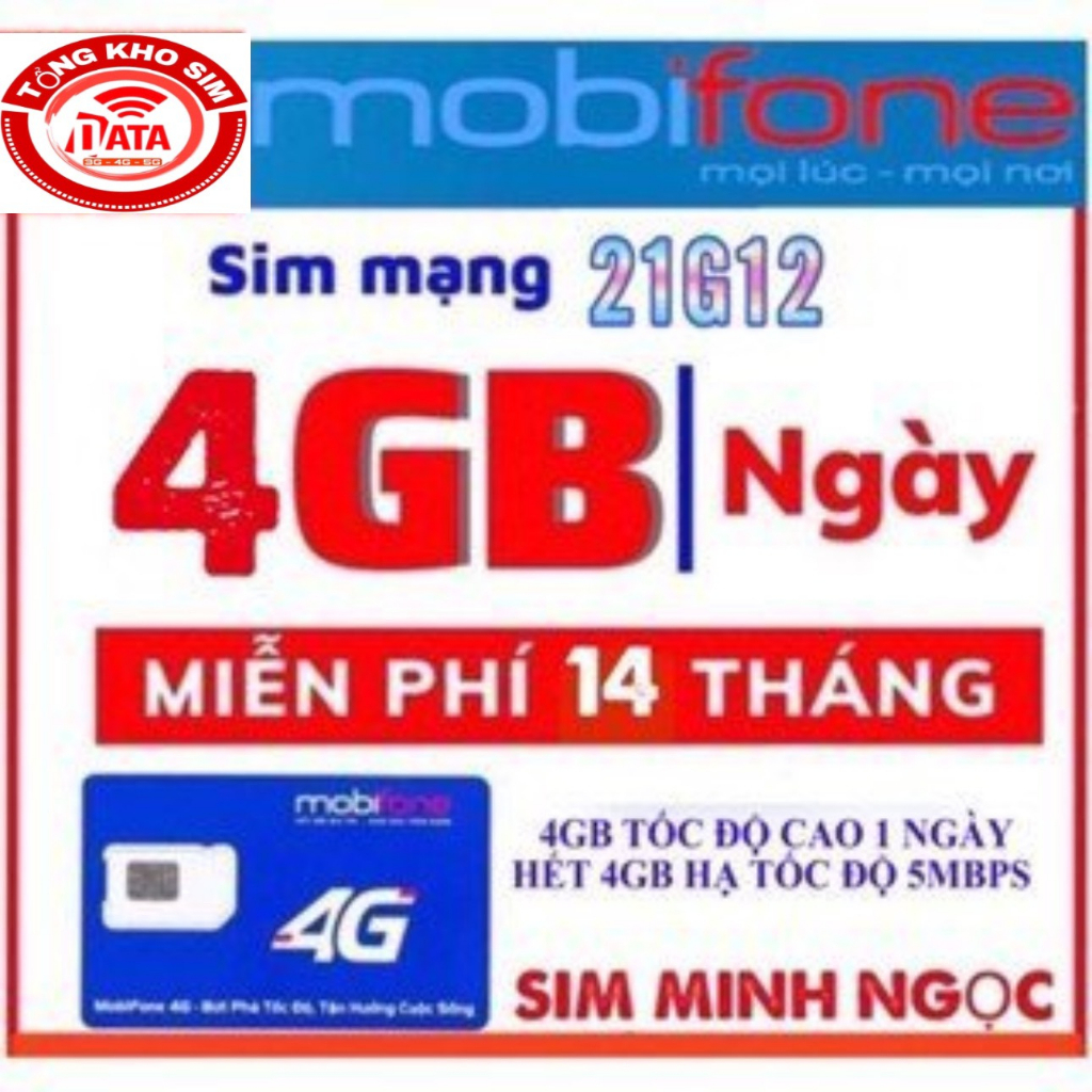 SIM DATA MOBI 21G12 - Sẵn gói data 14 tháng