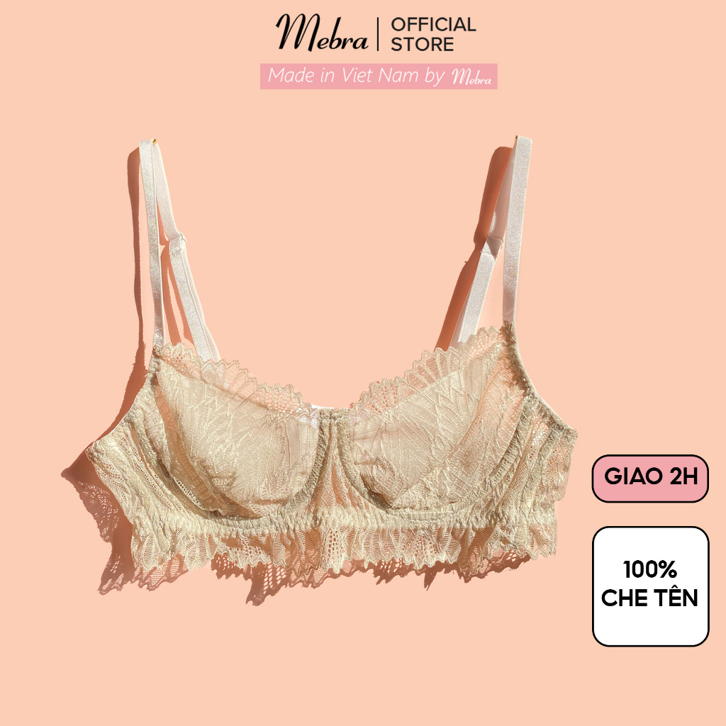 [ New collection ] Áo Lót Ren LAYLA Có Gọng Không Mút Lót Lưới Màu Ghi Sáng Trẻ Trung Tươi Mới Mùa Hè Mebra A074