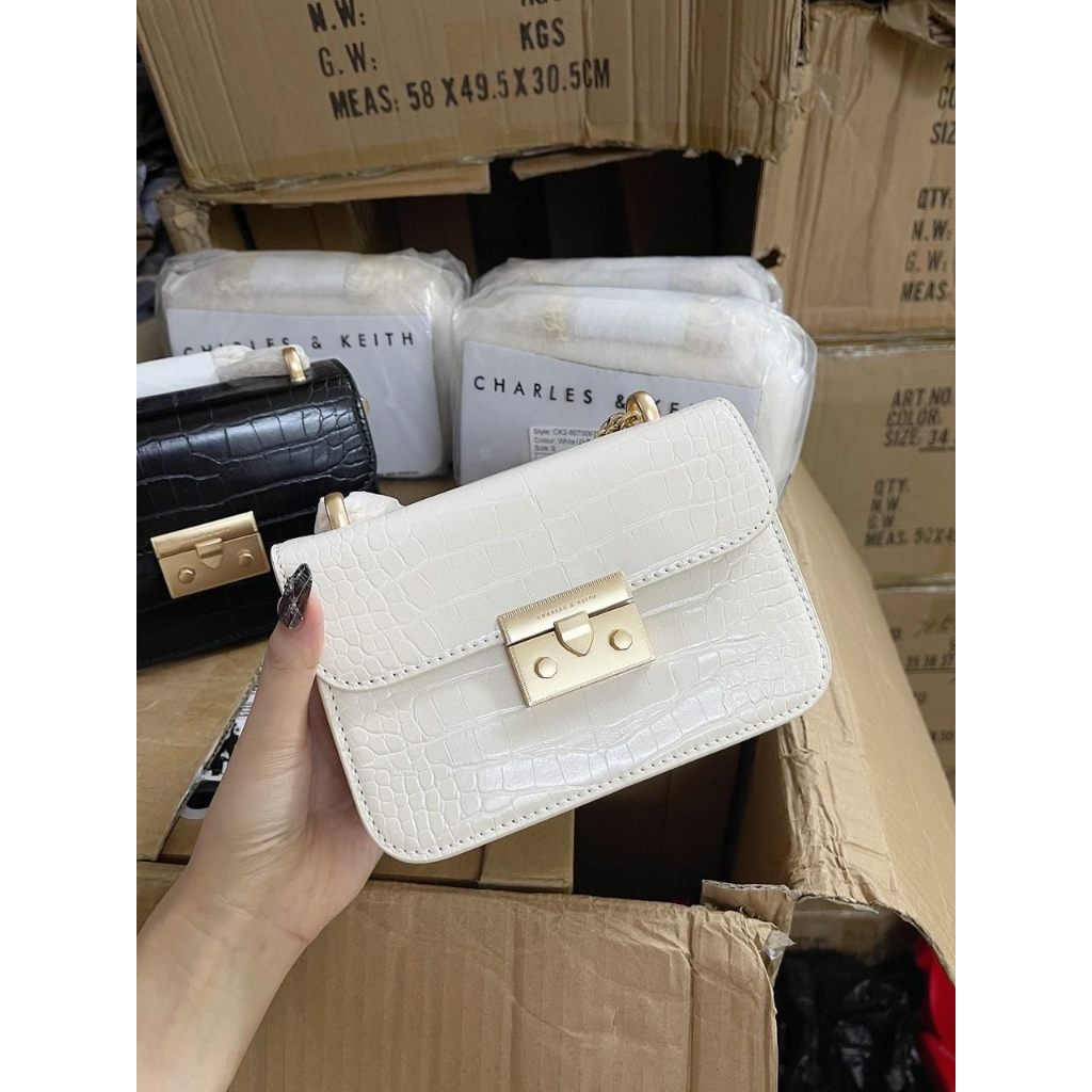 Túi Xách đeo chéo túi nữ đeo vai CNK Da Vân Cá Sấu Quai Xích Dáng Hộp Chất Xuất Dư 1:1 #TX026 -Linastore