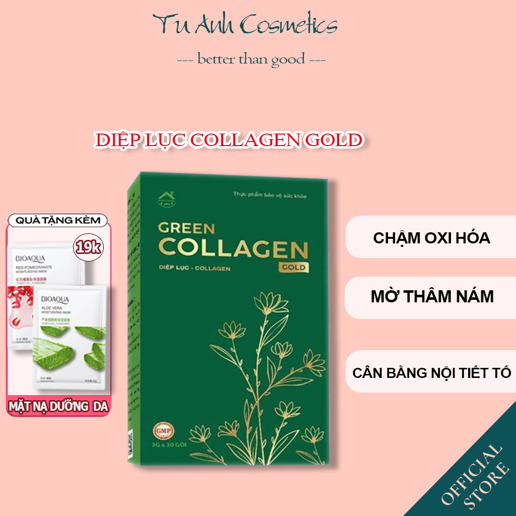 Diệp Lục Collagen Gold Hỗ Trợ Sức Khỏe Trắng Da Giảm Mụn Xóa Mờ Thâm Nám Tàn Nhan Chậm Quá Trình Lão Hóa | BigBuy360 - bigbuy360.vn