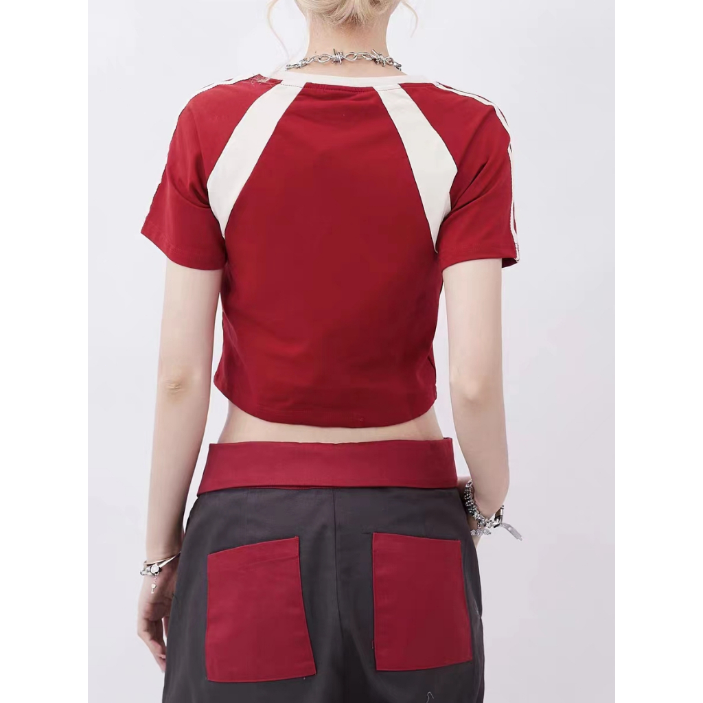 Áo thun ZWQFP cotton tay raglan họa tiết 3 sọc thời trang dành cho nữ