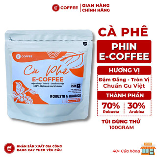 Cà phê pha phin E COFFEE gói dùng thử 100gr hương vị Caramel Chocolate đắng đậm hậu ngọt nguyên chất