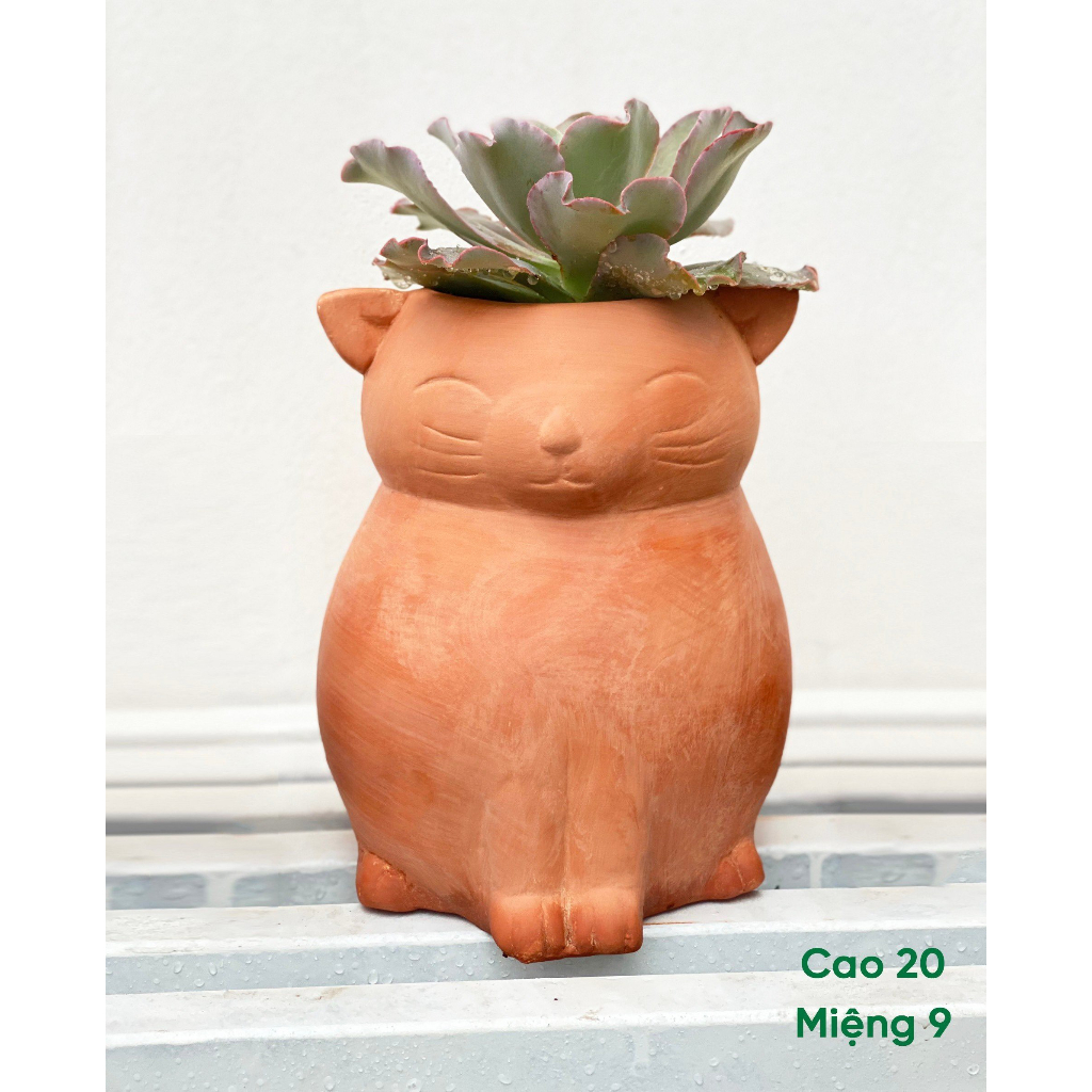 Chậu mèo đất nung