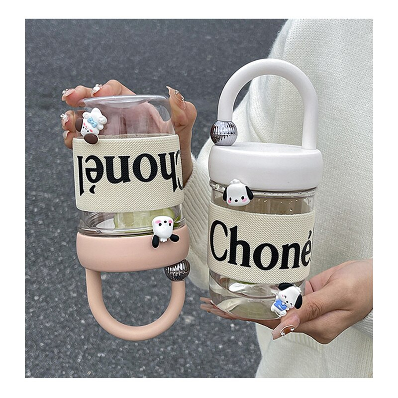 Bình đựng nước có tay cầm TiLoKi Chonel dung tích 450ml - bình nước thời trang nhựa ABS+PP