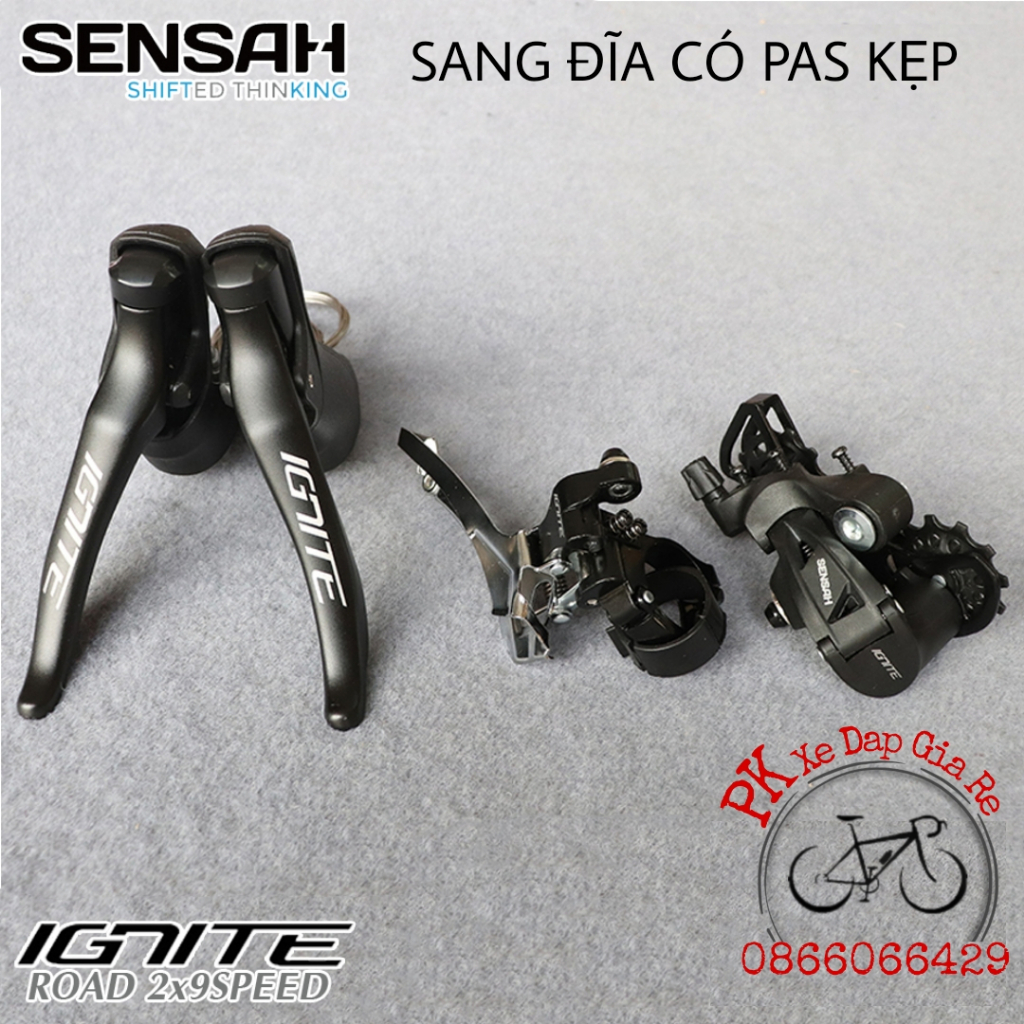 Bộ Groupset Mini SENSAH 2x9 speed, Group SENSAH 2x9 3 món gồm tay lắc, củ đề, sang đĩa