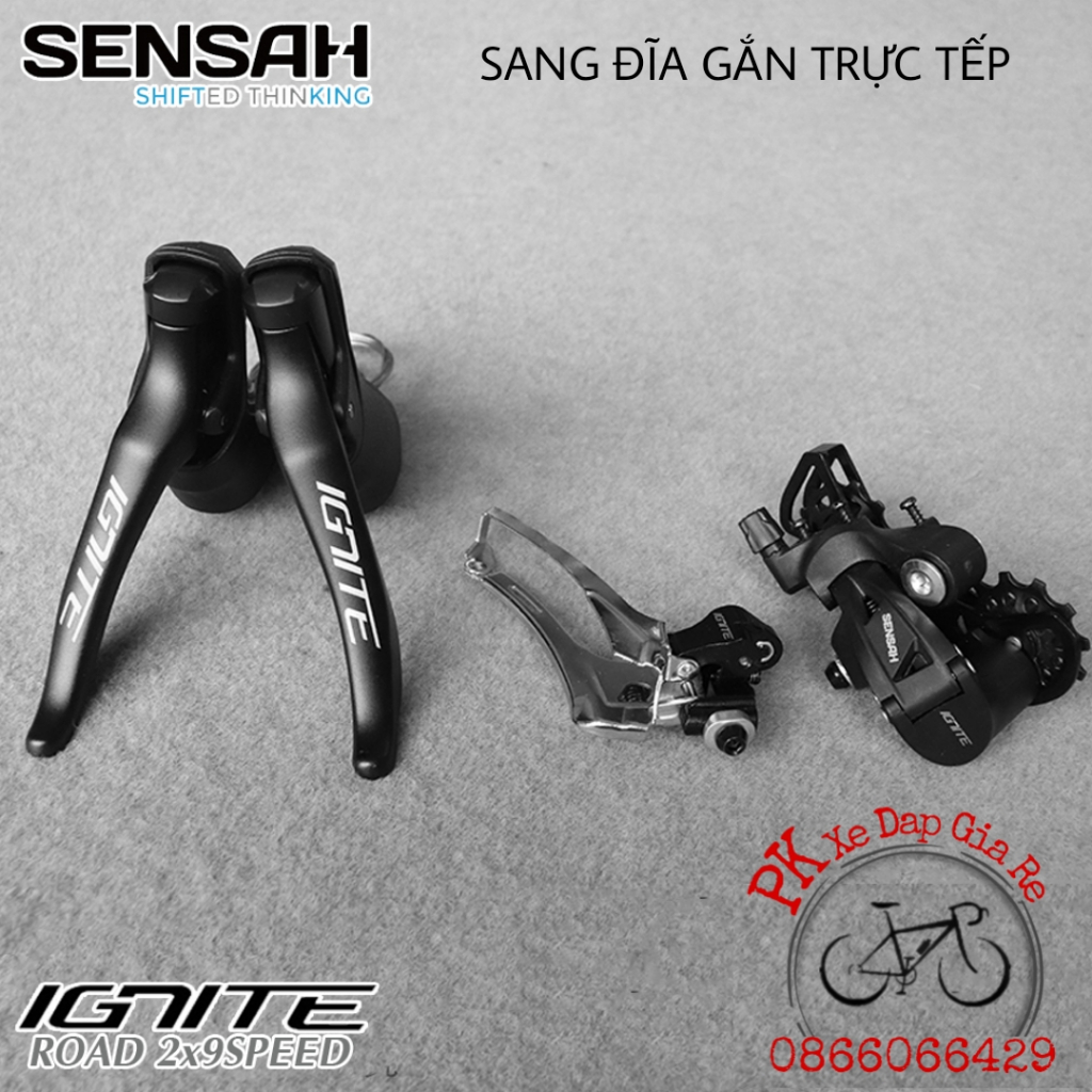 Bộ Groupset Mini SENSAH 2x9 speed, Group SENSAH 2x9 3 món gồm tay lắc, củ đề, sang đĩa