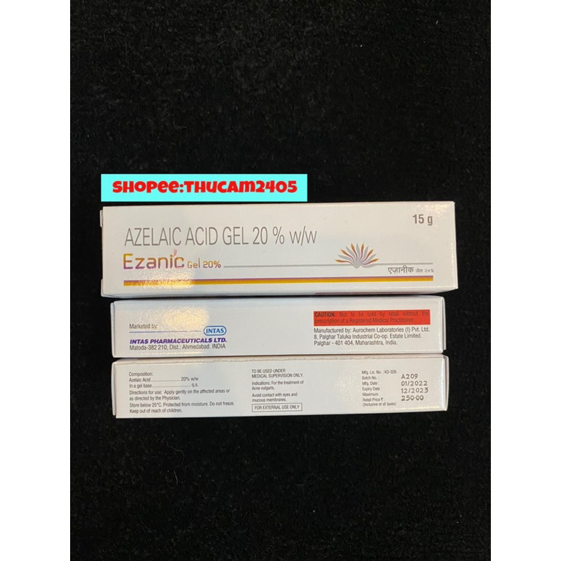 GEL Ezanic 20% azelaic acid, gel giảm mụn, mờ thâm mụn,sáng da .