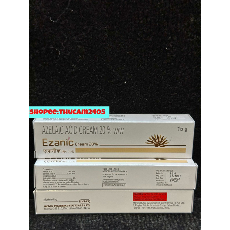 GEL Ezanic 20% azelaic acid, gel giảm mụn, mờ thâm mụn,sáng da .
