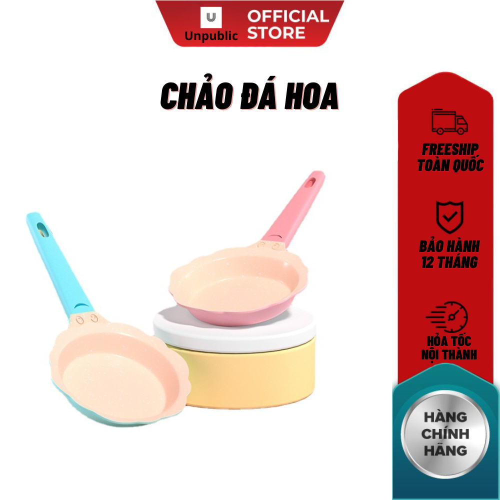 Bộ nồi chảo đá hình hoa cho bé ăn dặm cao cấp chống dính kèm lồng hấp nấu chế biến đồ gia đình dùng được bếp từ