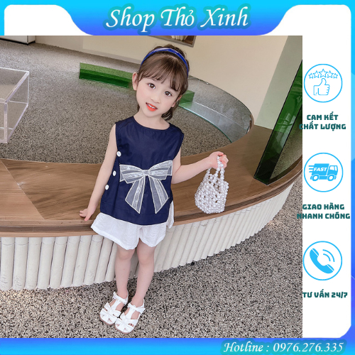 Bộ Quần Áo Cho Bé Gái Họa Tiết Nơ M11