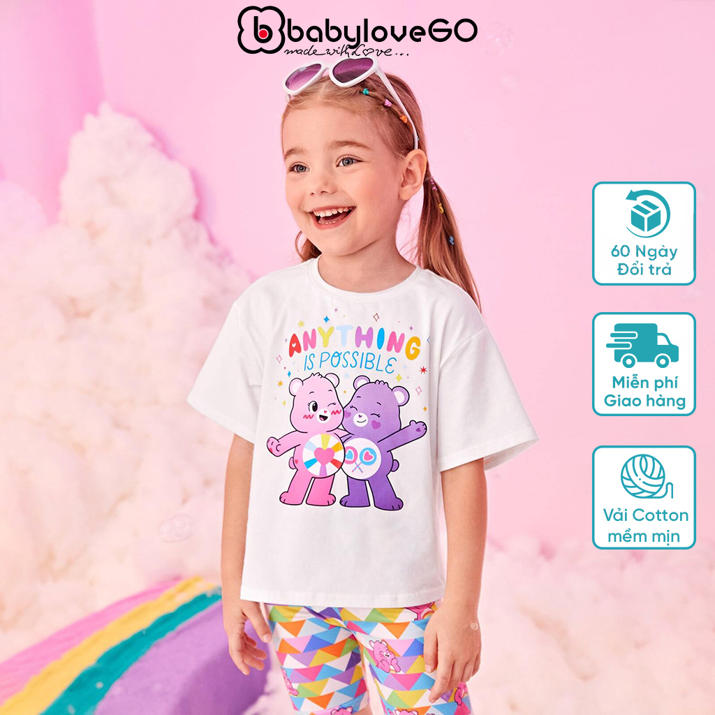 Áo phông cộc tay cho bé BabyloveGO 2023 áo bé gái in hình ý nghĩa chất cotton thoáng mát