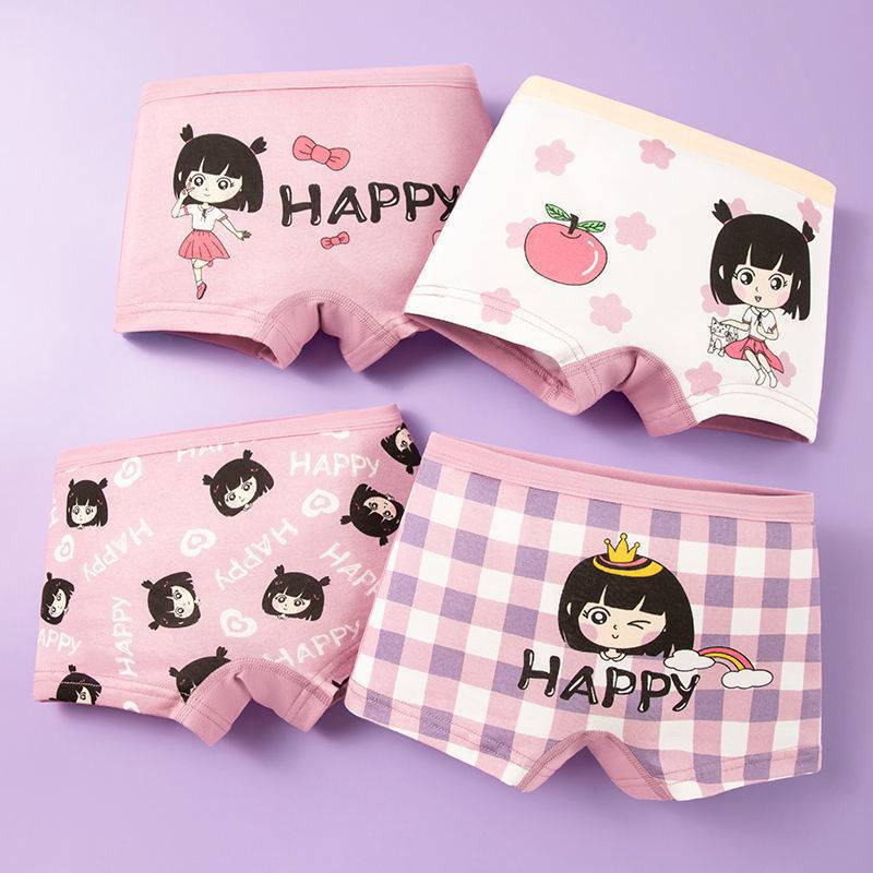 Set 4 Quần chíp đùi bé gái boxer vải cotton mềm mát nhiều hoạ tiết xinh xắn đáng yêu ( 8008 )