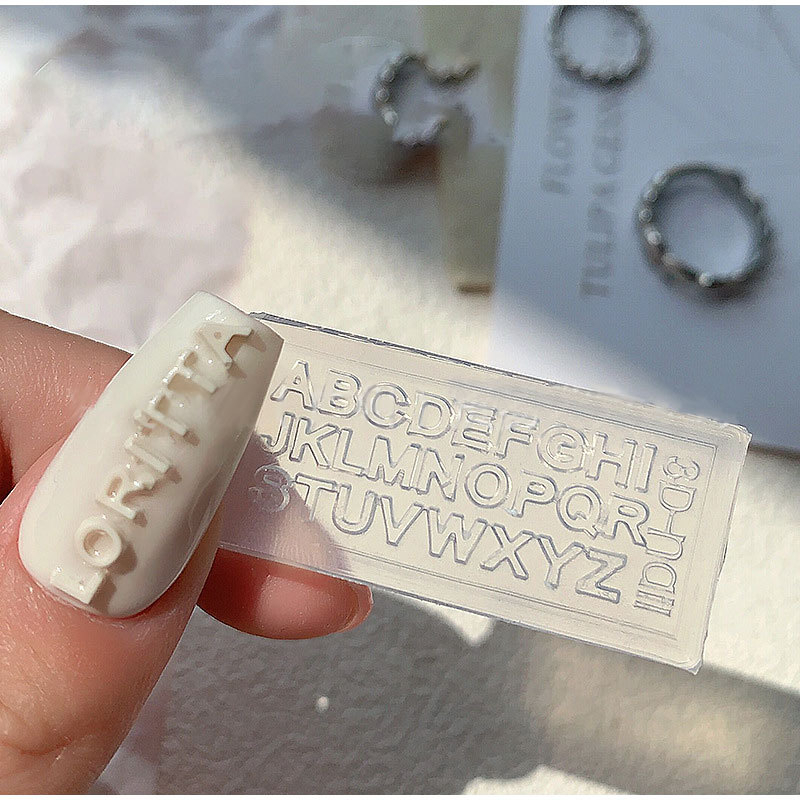 1 Khuôn Trang Trí Móng Tay Bằng Silicone Hình Chữ Cái 3D DIY