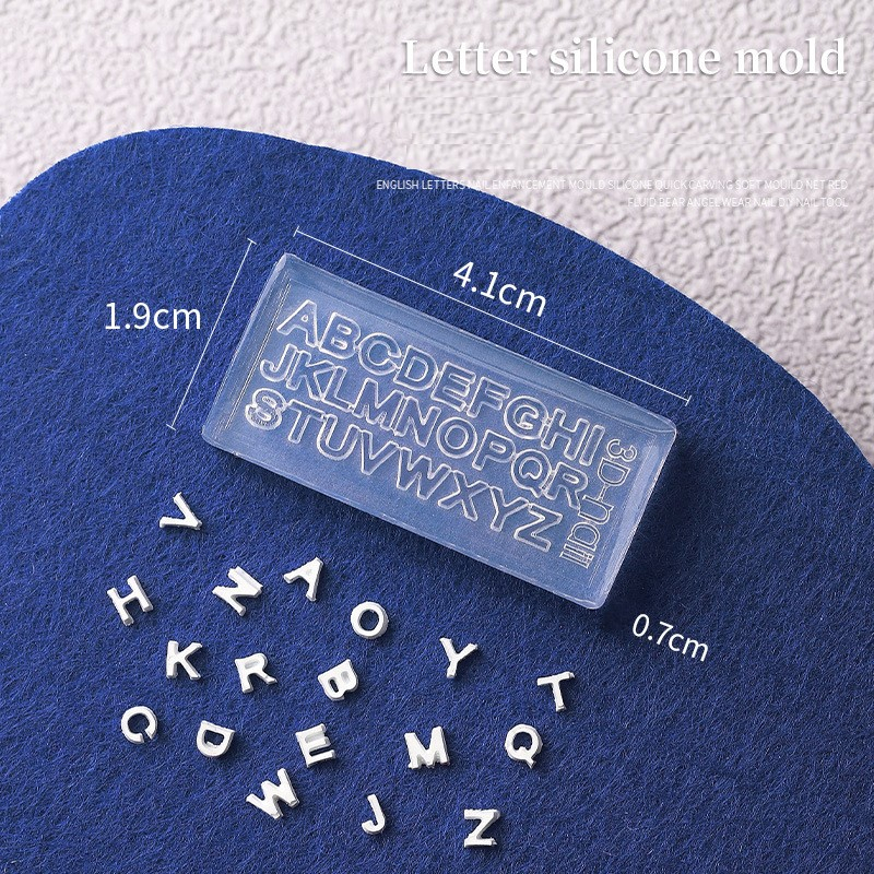 1 Khuôn Trang Trí Móng Tay Bằng Silicone Hình Chữ Cái 3D DIY