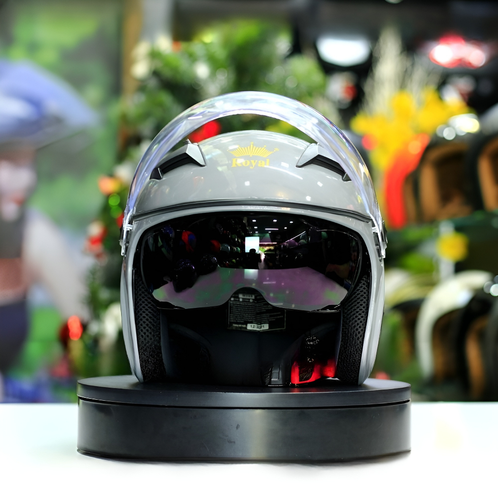 Mũ bảo hiểm 3/4 royal M268 2 kính XÁM XI MĂNG chính hãng bảo hành 12 tháng phù hợp cho nam nữ phượt xa