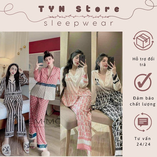 Bộ đồ mặc nhà - Bộ Pijama mặc nhà tay dài hàng in 5D chất lụa xước mềm mịn 48kg-60kg