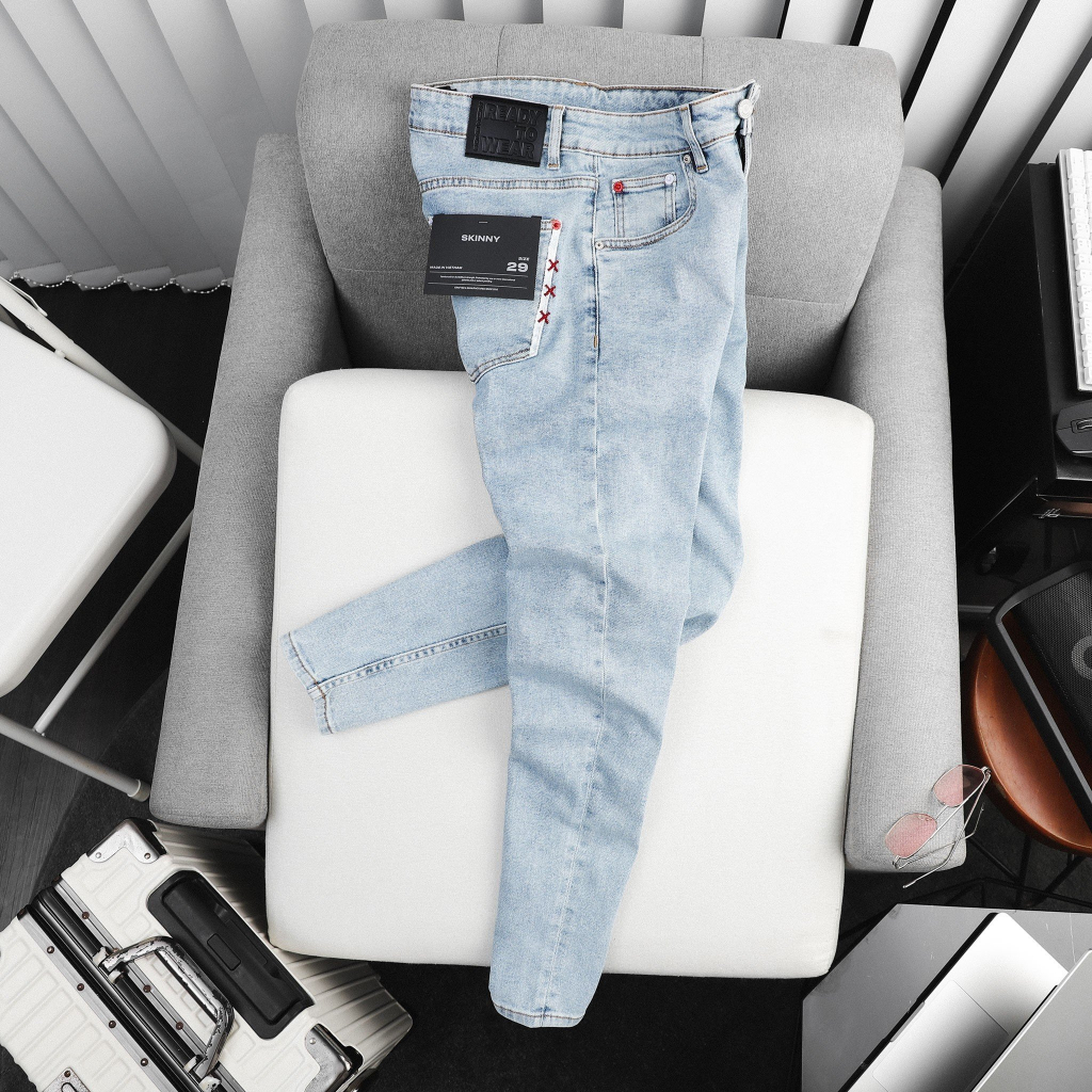Quần Jean Nam Skinny Redwhite Details Blue, Chất Vải Jean Cotton Thoải Mái,QJ0031-01,SOMEHOW