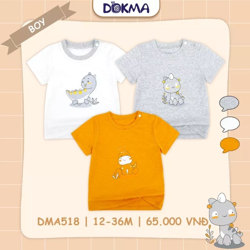 Áo cộc tay cài vai bé trai, bé gái Dokma 9-36M mã DMA516, DMA518