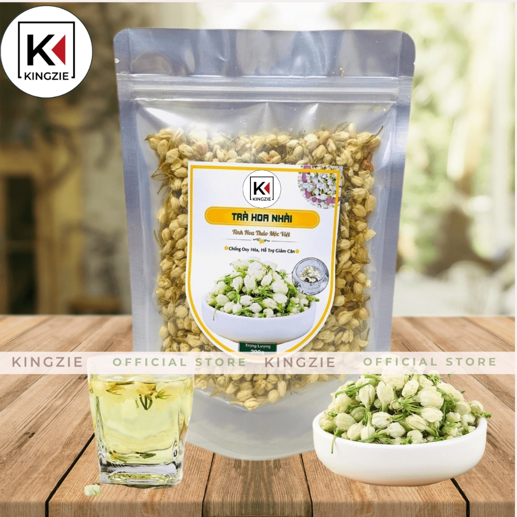 Hoa Nhài Sấy Lạnh Nguyên Bông 100gr KINGZIE Giúp Giảm Cân, Đẹp Da, Ngủ Ngon