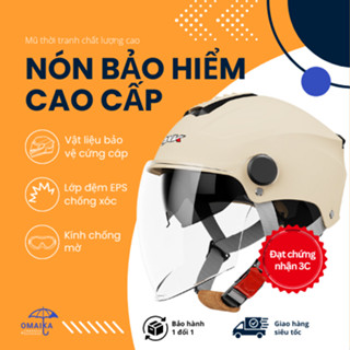 Mũ Bảo Hiểm Nửa Đầu Thời Trang Có Kính Đôi Chống Nắng Chống Bụi Đạt Chuẩn Chất Lượng Cao BK309