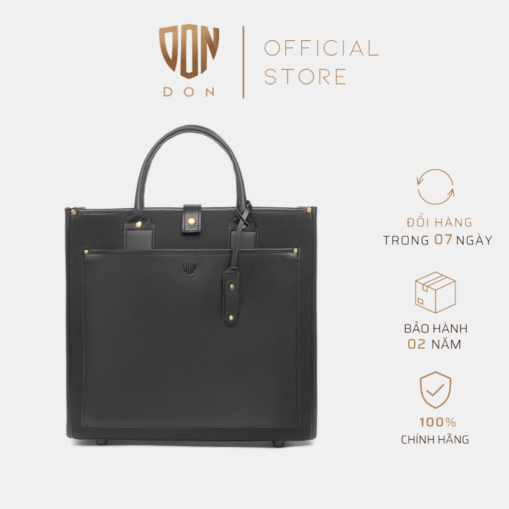 Túi Tote Unisex Phối Da 2 Ngăn Đa Năng The Elegant Thương Hiệu DON ITALO 6 Màu Thiết Kế Da Pu Cao Cấp