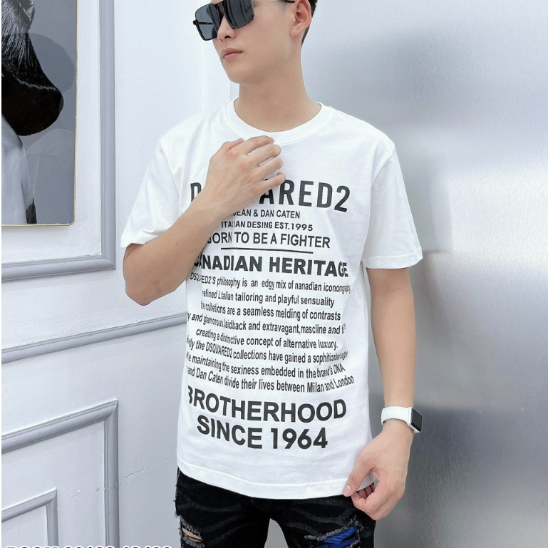 Áo Phông Nam Nhiều Chữ DS-Q-1964 Chất Cotton Co Dãn Hot Tren 2023- Thời Trang Nam