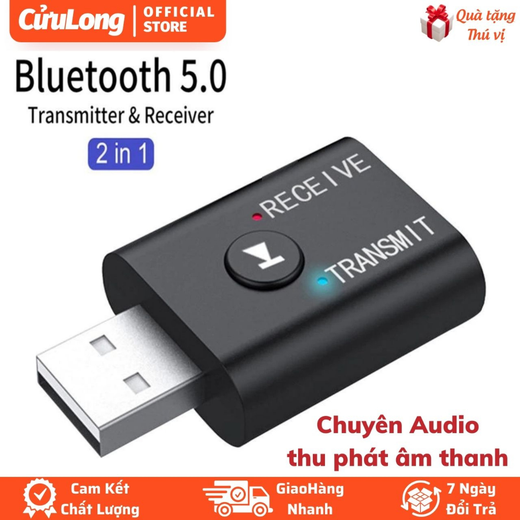 USB Bluetooth 5.0 thu phát âm thanh audio không dây Amply Karaoke loa kéo TV Ôtô xe hơi loa laptop máy tính PC