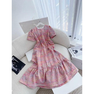Váy Maxi Đuôi Cá Sọc Caro Hồng 🥰