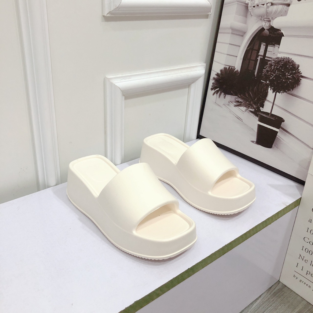 Dép quai ngang đế dày cao 6P chất nhựa đúc mềm dẻo siêu bền chống trơn trượt kiểu dáng thời trang dành cho nữ Dép xốp