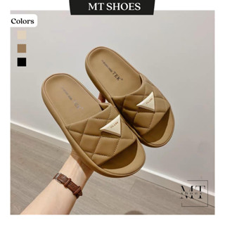 Dép bánh mì quai ngang trần chỉ khoá PD đế bọc cao 2cm chất da mềm mịn form chuẩn đẹp kiểu dáng Basic Dép quai ngang nữ