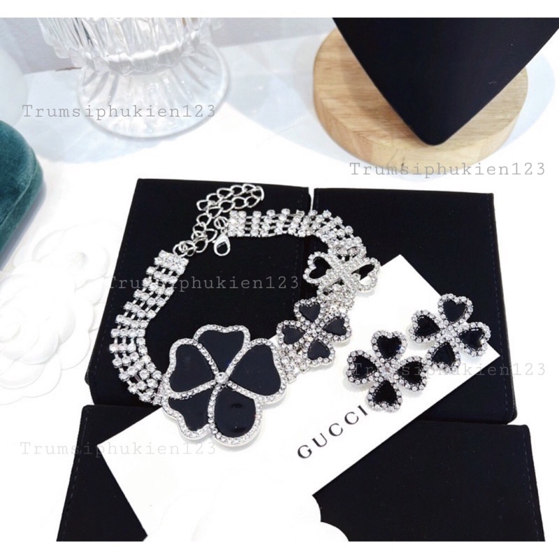 set khuyên tai và vòng cổ, chocker hot trend, khuyên tai nữ tính, khuyên tai tròn, cao cấpo