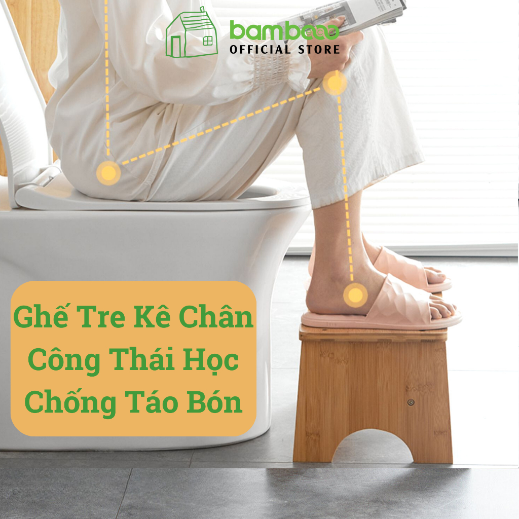 Ghế kê chân toilet BAMBOOO ECO, kệ để chân bằng tre giúp chống táo bón, đi vệ sinh đại tiện đúng cách, tốt cho sức khỏe