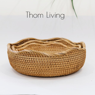 Rổ mây viền tròn đựng trái cây