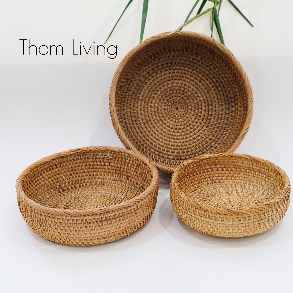 Rổ mây viền tròn đựng trái cây