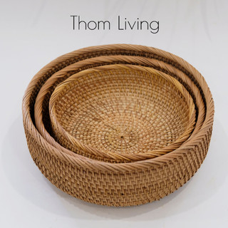 Rổ mây viền tròn đựng trái cây