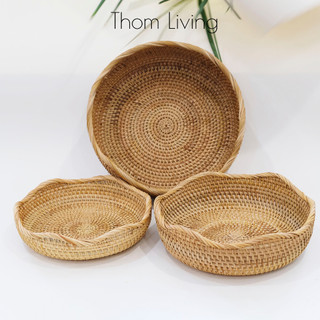 Rổ mây viền tròn đựng trái cây