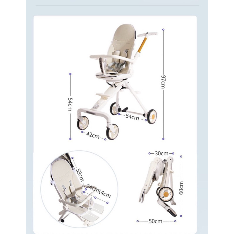 Xe Đẩy Gâp Gọn Cho Bé. Xe đẩy gấp gọn 2 tư thế 3 chiều Cho Bé.