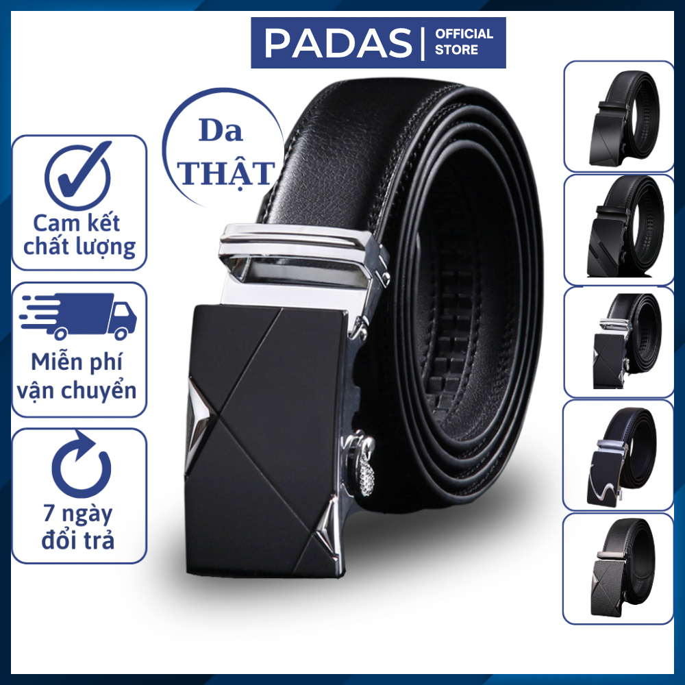 Dây nịt thắt lưng nam cao cấp dây lưng nam da bò thật 2 lớp Padas dây nịch khoá tự động công sở hàn quốc 102