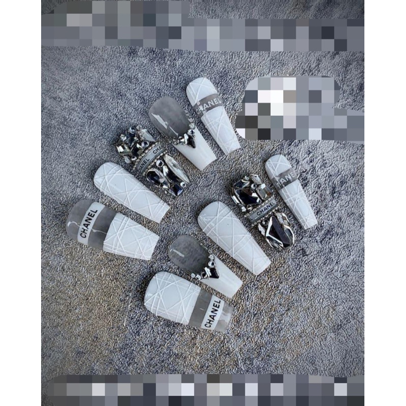 🎀Nail box, móng up thiết kế trắng đá A205🎀