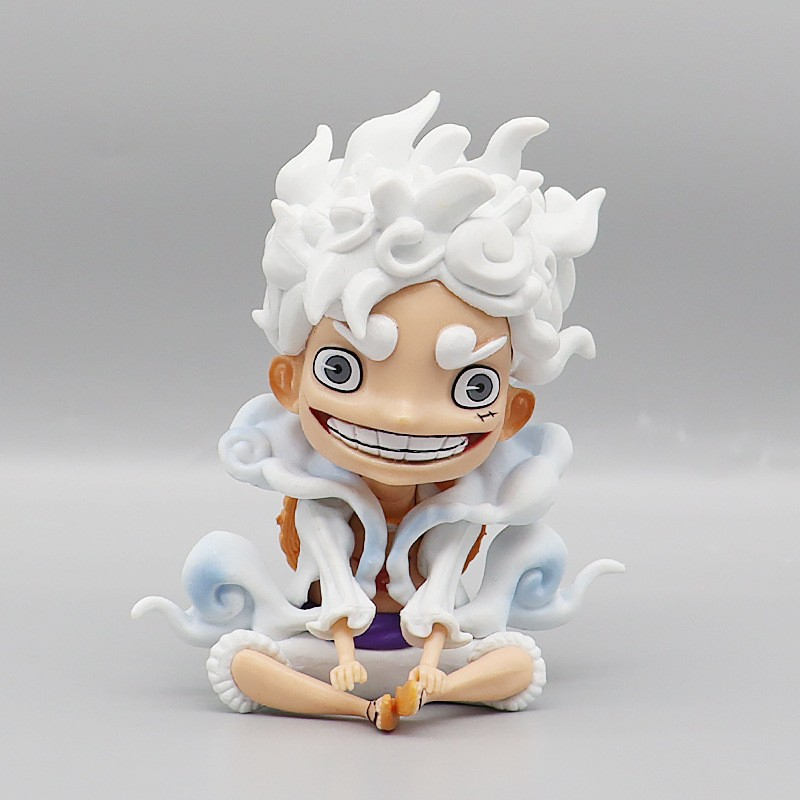 Mô hình Luffy Gear 5 One Piece ngồi cười siêu dễ thương, cao 12 cm