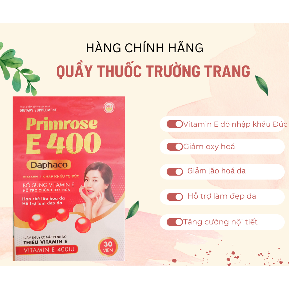 [Chính Hãng] Vitamin E đỏ, dầu hoa anh thảo PRIMROSE E400 nguyên liệu NK ĐỨC, Ngăn ngừa lão hóa, giú