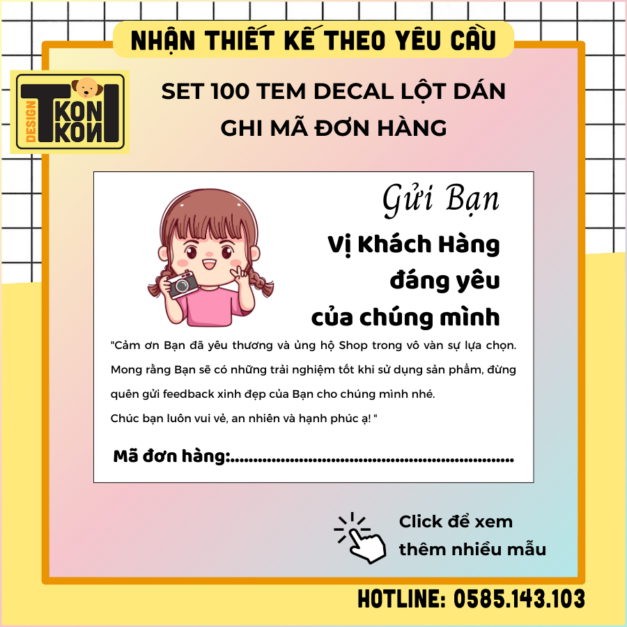(SẴN) Set 100 Tem CÓ KEO Ghi Mã Đơn Hàng, Cảm Ơn Khách Hàng, Mã Vận Đơn, Tem Decal Dán Hộp, Hỗ Trợ Shop Bán Hàng