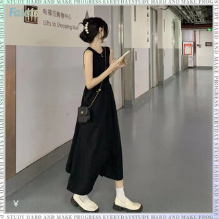 Váy Liền Vest Không Tay Trang Phục Nữ Mùa Hè Phong Cách Lạnh Lùng Cao Cấp Khí Chất Màu Đen Pháp Sang Trọng Váy Dài Tuyệt