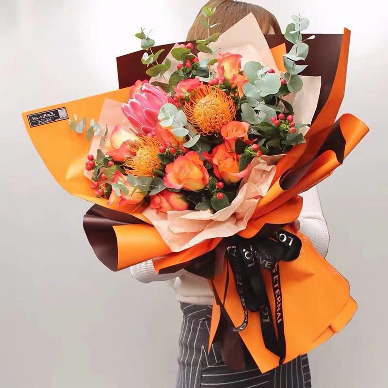 Giấy Gói Hoa 2 Màu 2 Mặt Trơn 20 Tờ 58x58CM