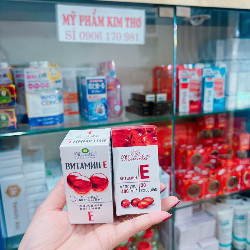 1 Hộp Vitamin E Đỏ Mirrolla 400Mg 30 viên của Nga (hàng chính hãng)
