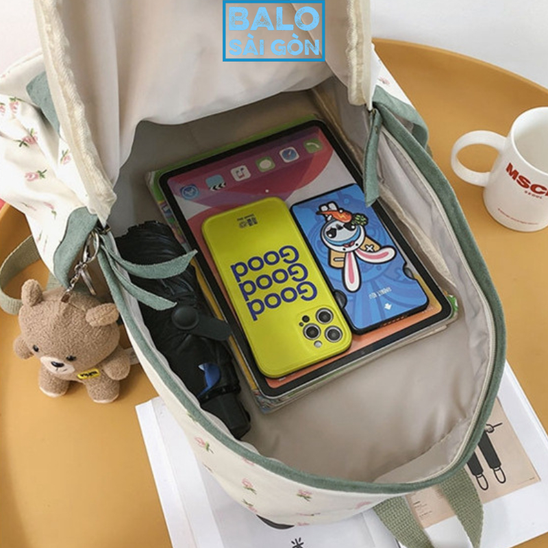 Balo đi học nữ balo đi chơi nữ balo thời trang nữ họa tiết bông hoa siêu cute nhiều ngăn  chống thấm nước BLS07