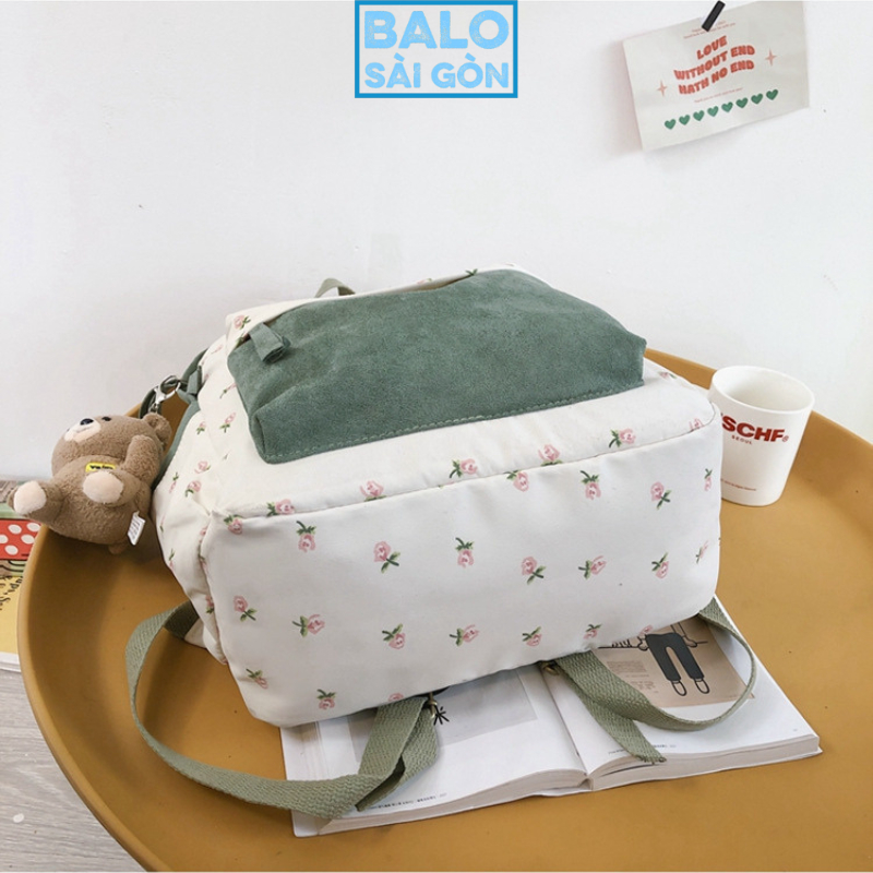 Balo đi học nữ balo đi chơi nữ balo thời trang nữ họa tiết bông hoa siêu cute nhiều ngăn  chống thấm nước BLS07