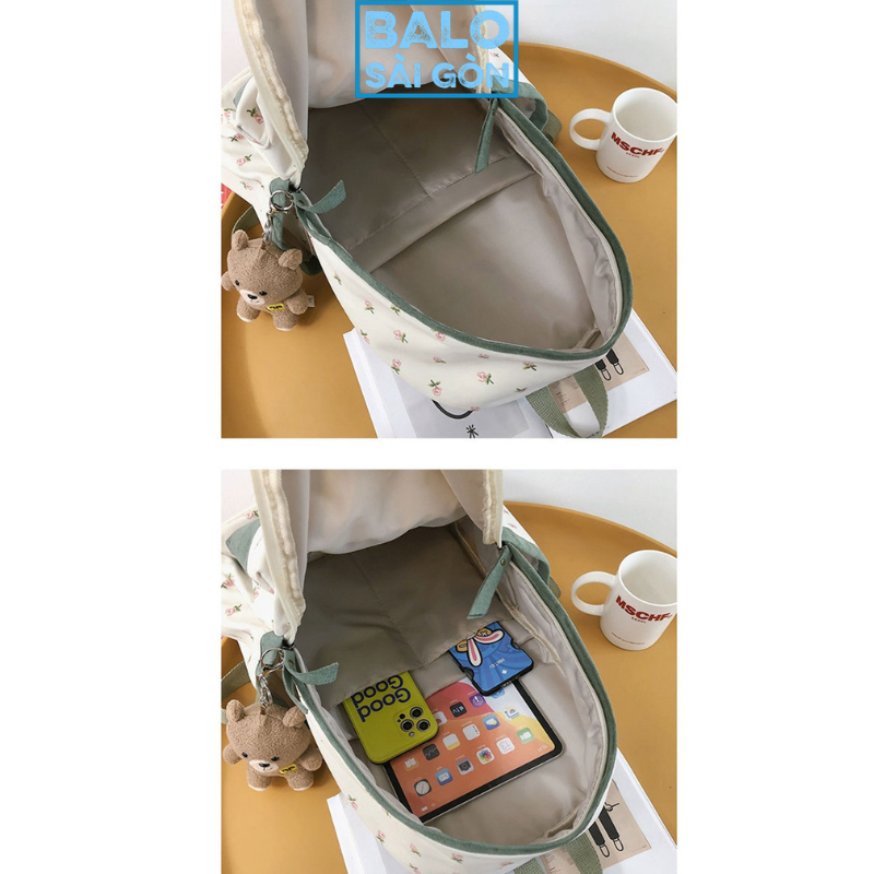 Balo đi học nữ balo đi chơi nữ balo thời trang nữ họa tiết bông hoa siêu cute nhiều ngăn  chống thấm nước BLS07