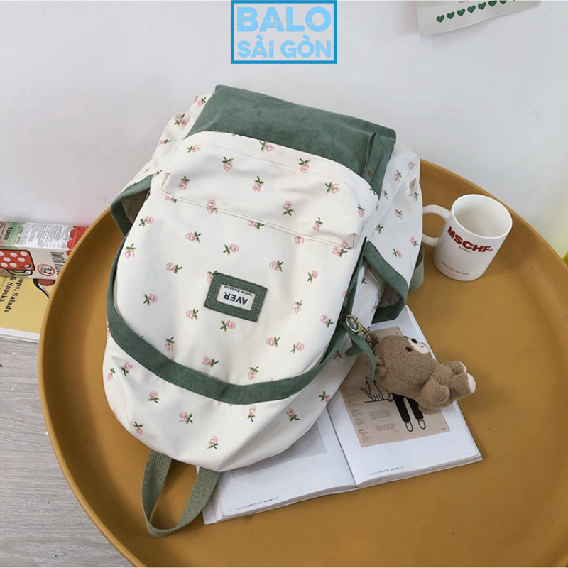 Balo đi học nữ balo đi chơi nữ balo thời trang nữ họa tiết bông hoa siêu cute nhiều ngăn  chống thấm nước BLS07